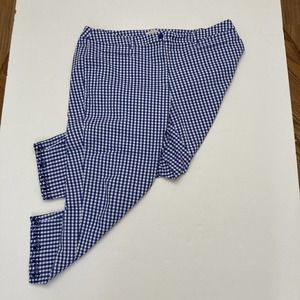 Talbots Crop Ankle pants Womens Sz 18w Blue White Embroidered At Hem